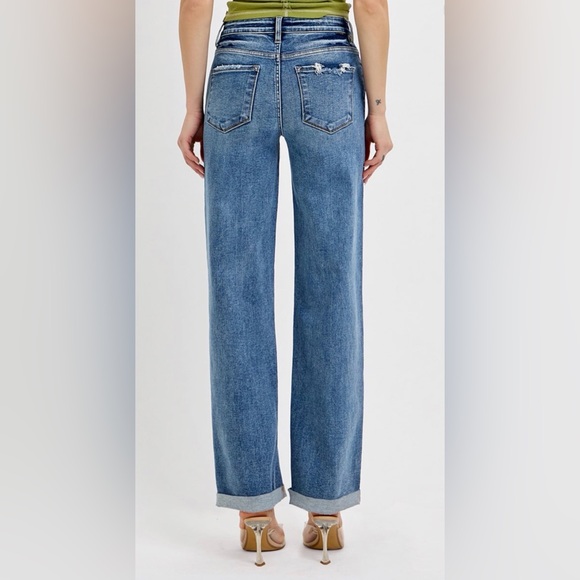 Classic Blue  High Rise Wide Baggy Jeans Plus Size NWT - Picture 4 of 6